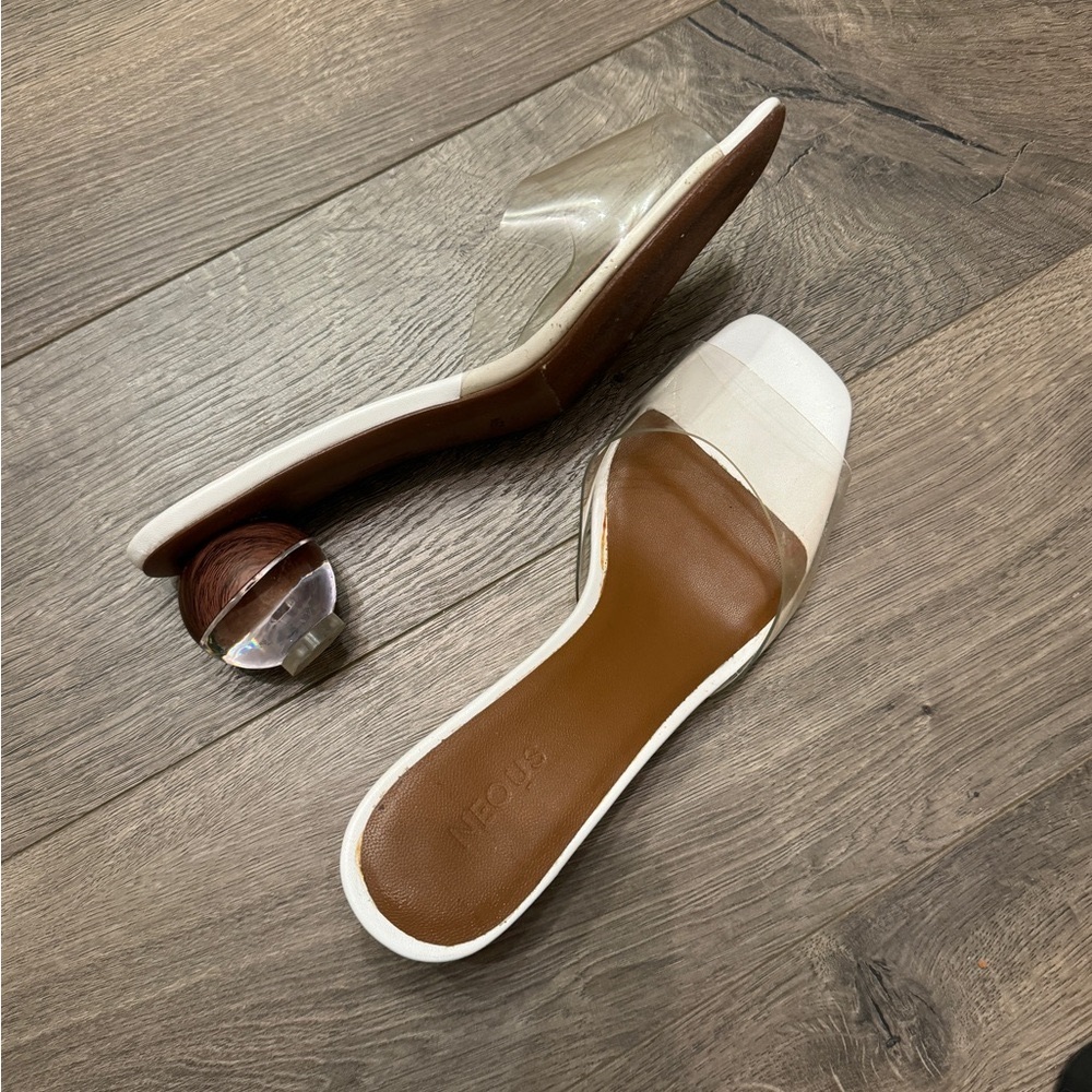 COPY - Neous White Clear Leather Vinyl Women's Sandals